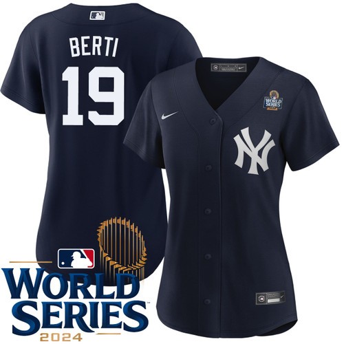 Women's Jon Berti New York Yankees Nike Alternate Navy 2024 World Series Stitched MLB Jersey