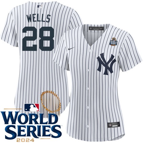 Women's Austin Wells New York Yankees Nike Home White 2024 World Series Stitched MLB Jersey