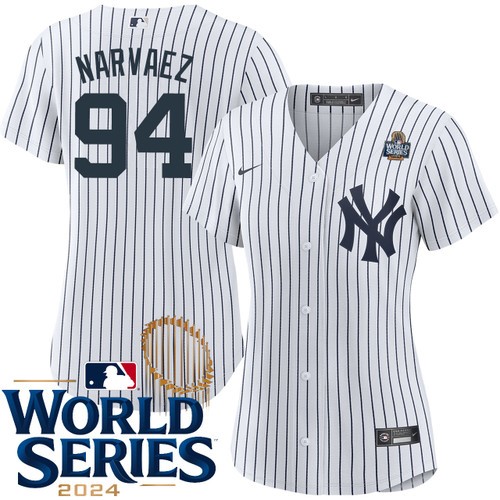 Women's Carlos Narvaez New York Yankees Nike Home White 2024 World Series Stitched MLB Jersey