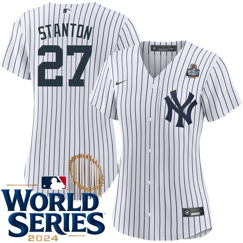 Women's Giancarlo Stanton New York Yankees Nike Home White 2024 World Series Stitched MLB Jersey