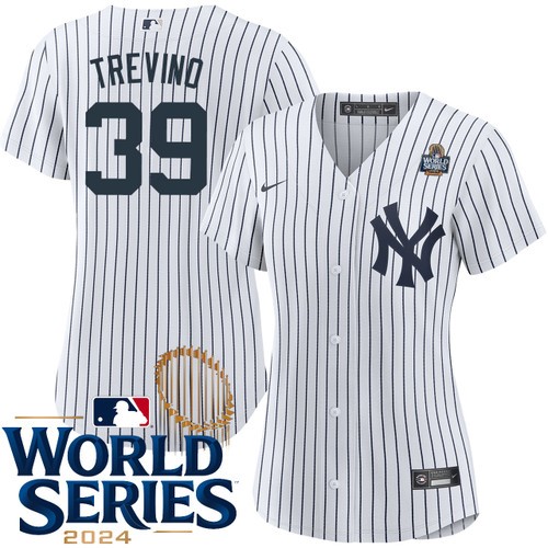 Women's Jose Trevino New York Yankees Nike Home White 2024 World Series Stitched MLB Jersey