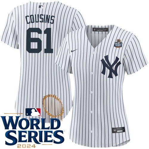Women's Jake Cousins New York Yankees Nike Home White 2024 World Series Stitched MLB Jersey