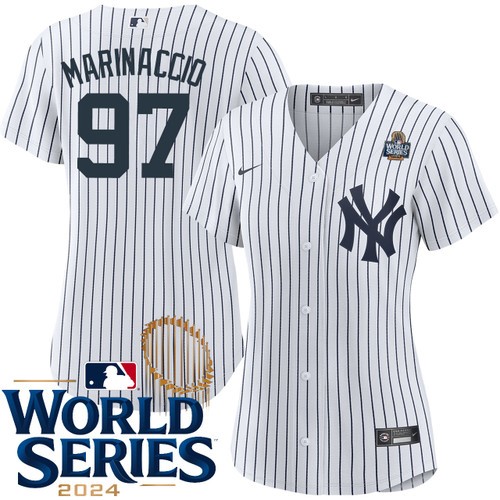 Women's Ron Marinaccio New York Yankees Nike Home White 2024 World Series Stitched MLB Jersey