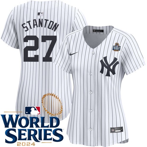 Women's Giancarlo Stanton New York Yankees Nike Home White Limited 2024 World Series Stitched MLB Jersey
