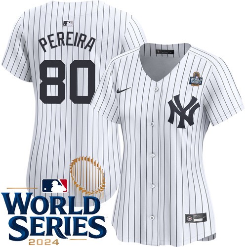 Women's Everson Pereira New York Yankees Nike Home White Limited 2024 World Series Stitched MLB Jersey