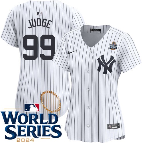 Women's Aaron Judge New York Yankees Nike Home White Limited 2024 World Series Stitched MLB Jersey