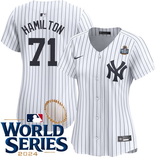 Women's Ian Hamilton New York Yankees Nike Home White Limited 2024 World Series Stitched MLB Jersey