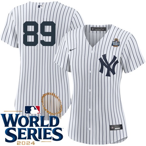 Women's Jasson Dominguez New York Yankees Nike Home White Player 2024 World Series Stitched MLB Jersey