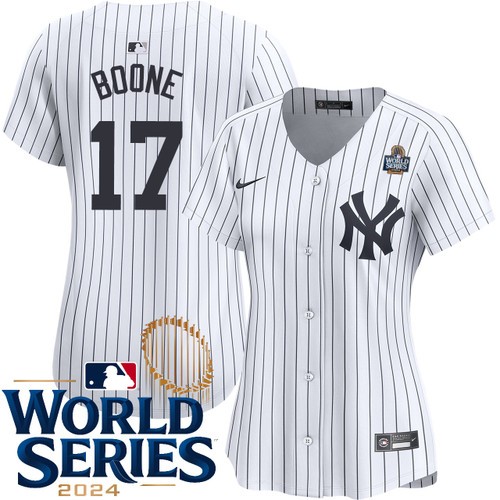 Women's Aaron Boone New York Yankees Nike Home White Limited 2024 World Series Stitched MLB Jersey