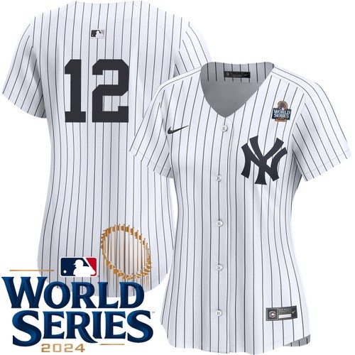 Women's Trent Grisham New York Yankees Nike Home White Limited Player 2024 World Series Stitched MLB Jersey