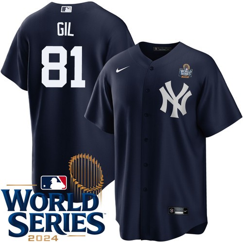 Men's Luis Gil New York Yankees Nike Alternate Navy 2024 World Series Stitched MLB Jersey
