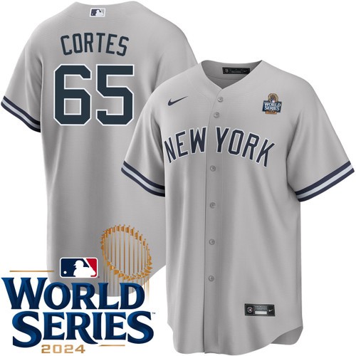 Men's Nestor Cortes New York Yankees Nike Road Gray 2024 World Series Stitched MLB Jersey