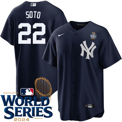 Men's Juan Soto New York Yankees Nike Alternate Navy 2024 World Series Stitched MLB Jersey