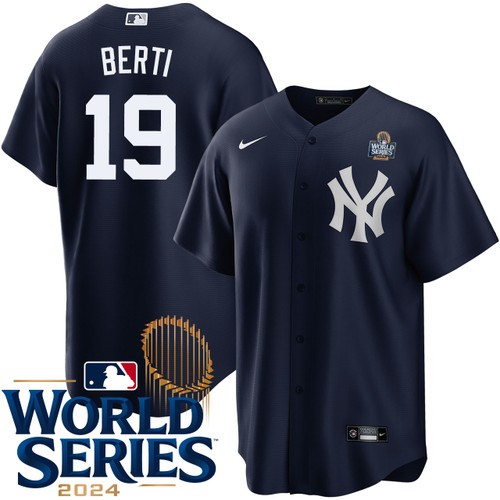 Men's Jon Berti New York Yankees Nike Alternate Navy 2024 World Series Stitched Baseball Jersey