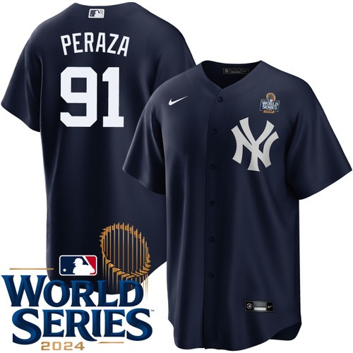 Men's Oswald Peraza New York Yankees Nike Alternate Navy 2024 World Series Stitched MLB Jersey