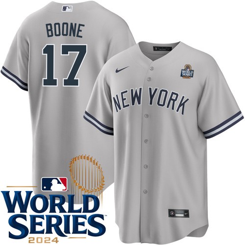 Men's Aaron Boone New York Yankees Nike Road Gray 2024 World Series Stitched Baseball Jersey