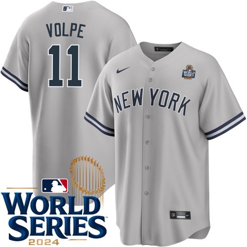 Men's Anthony Volpe New York Yankees Nike Road Gray 2024 World Series Stitched Baseball Jersey