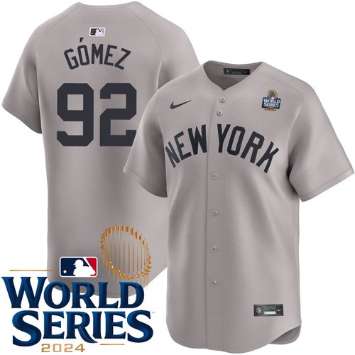 Men's Yoendrys Gomez New York Yankees Nike Road Gray Limited 2024 World Series Stitched MLB Jersey