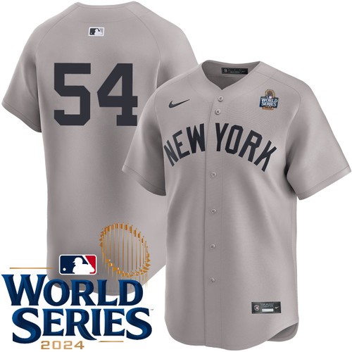 Men's Tim Hill New York Yankees Nike Road Gray Limited Player 2024 World Series Stitched MLB Jersey