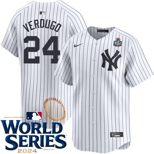 Men's Alex Verdugo New York Yankees Nike Home White Limited 2024 World Series Stitched Baseball Jersey
