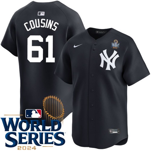 Men's Jake Cousins New York Yankees Nike Alternate Limited 2024 World Series Stitched Baseball Jersey