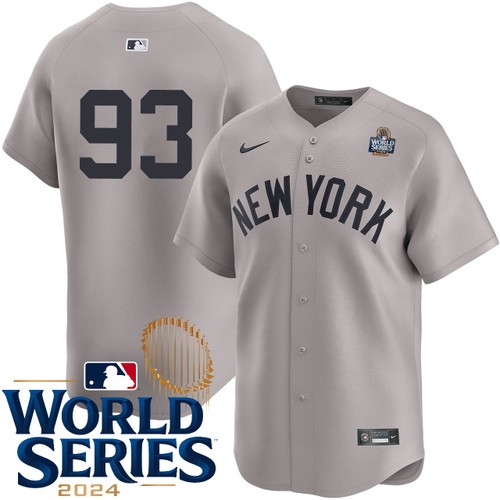Men's Ben Rice New York Yankees Nike Road Gray Limited Player 2024 World Series Stitched Baseball Jersey