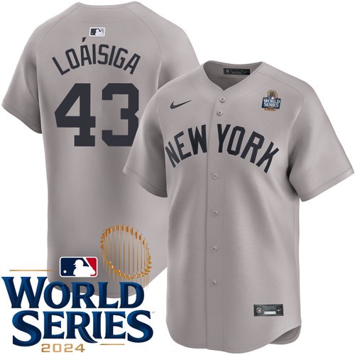 Men's Jonathan Loaisiga New York Yankees Nike Road Gray Limited 2024 World Series Stitched Baseball Jersey