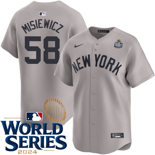 Men's Anthony Misiewicz New York Yankees Nike Road Gray Limited 2024 World Series Stitched Baseball Jersey