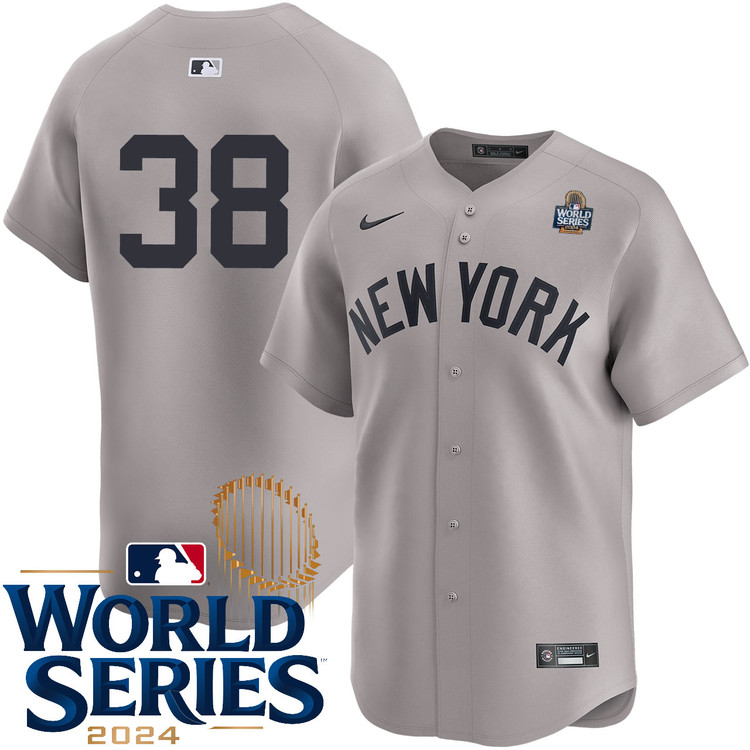 Men's Mark Leiter Jr. New York Yankees Nike Road Gray Limited Player 2024 World Series Stitched MLB Jersey