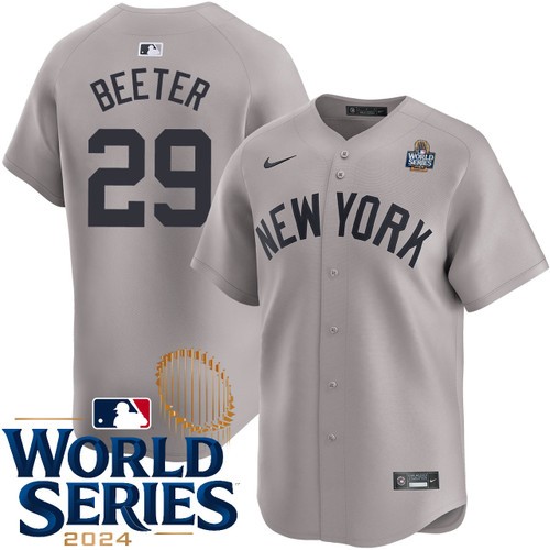 Men's Clayton Beeter New York Yankees Nike Road Gray Limited 2024 World Series Stitched Baseball Jersey