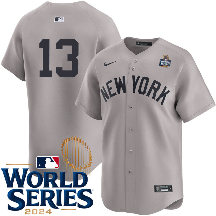 Men's Jazz Chisholm Jr. New York Yankees Nike Road Gray Limited Player 2024 World Series Stitched Baseball Jersey