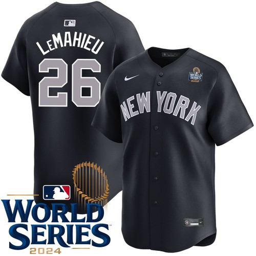 Men's DJ LeMahieu New York Yankees Nike Alternate Road Black Limited 2024 World Series Stitched Baseball Jersey