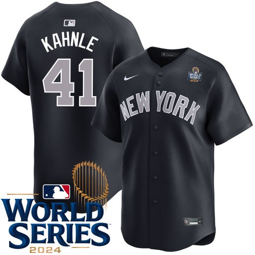 Men's Tommy Kahnle New York Yankees Nike Alternate Road Black Limited 2024 World Series Stitched MLB Jersey