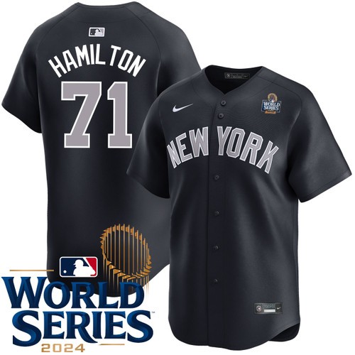 Men's Ian Hamilton New York Yankees Nike Alternate Road Black Limited 2024 World Series Stitched Baseball Jersey