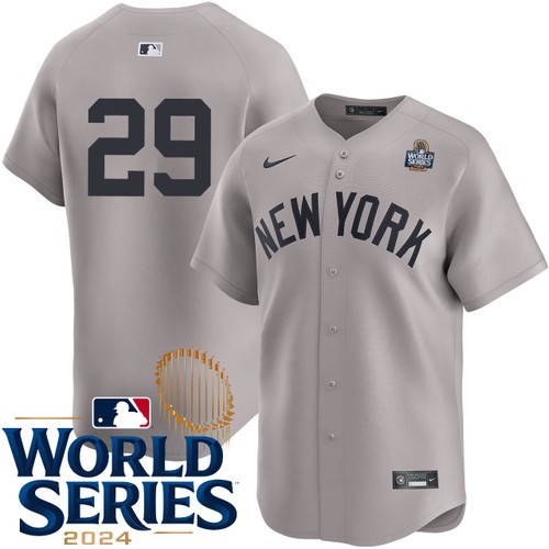 Men's Clayton Beeter New York Yankees Nike Road Gray Limited Player 2024 World Series Stitched Baseball Jersey
