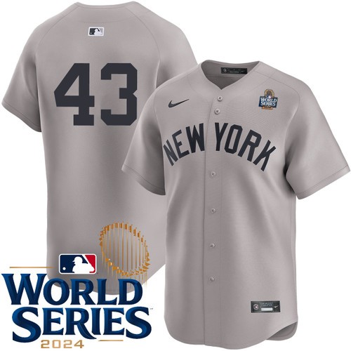Men's Jonathan Loaisiga New York Yankees Nike Road Gray Limited Player 2024 World Series Stitched Baseball Jersey
