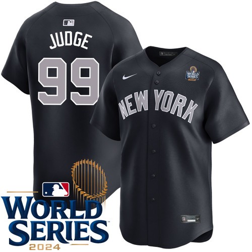 Men's Aaron Judge New York Yankees Nike Alternate Road Black Limited 2024 World Series Stitched Baseball Jersey