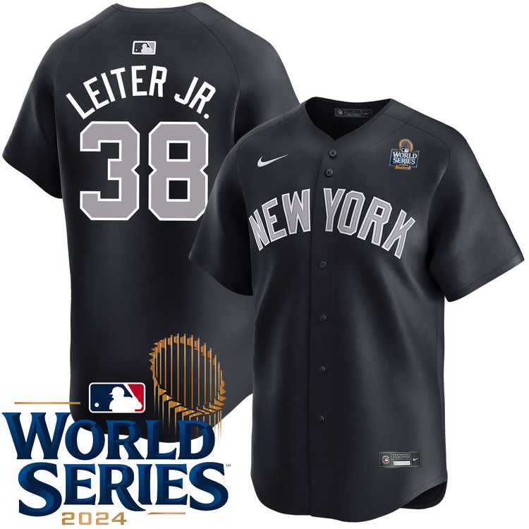 Men's Mark Leiter Jr. New York Yankees Nike Alternate Road Black Limited 2024 World Series Stitched MLB Jersey