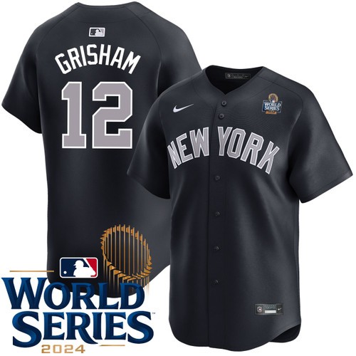 Men's Trent Grisham New York Yankees Nike Alternate Road Black Limited 2024 World Series Stitched MLB Jersey