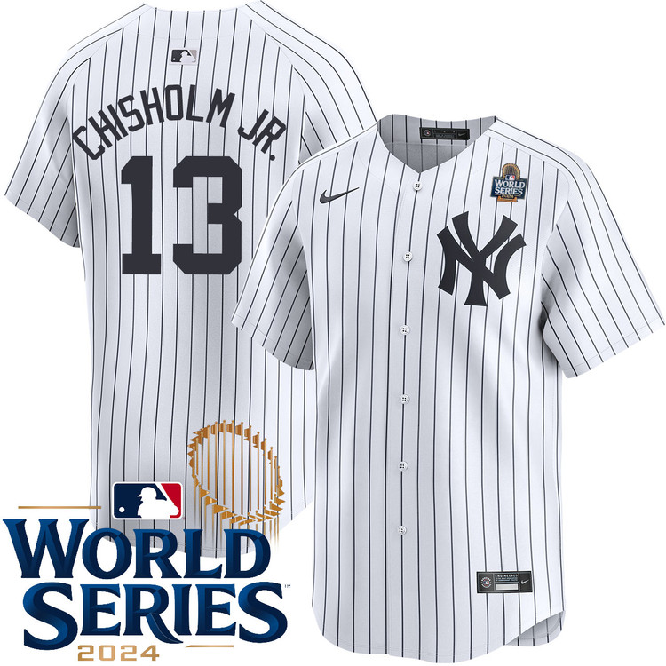 Men's Jazz Chisholm Jr. New York Yankees Nike Home White Limited 2024 World Series Stitched Baseball Jersey