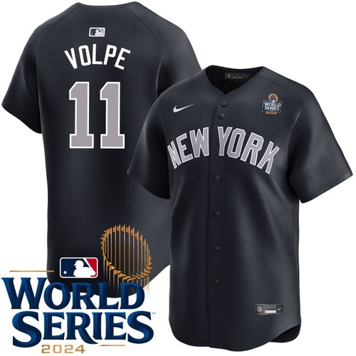 Men's Anthony Volpe New York Yankees Nike Alternate Road Black Limited 2024 World Series Stitched Baseball Jersey