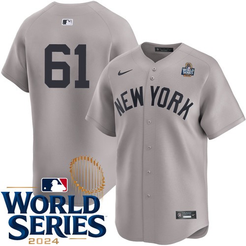 Men's Jake Cousins New York Yankees Nike Road Gray Limited Player 2024 World Series Stitched Baseball Jersey