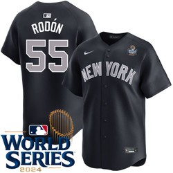 Men's Carlos Rodon New York Yankees Nike Alternate Road Black Limited 2024 World Series Stitched Baseball Jersey