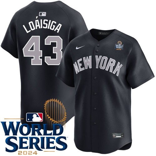 Men's Jonathan Loaisiga New York Yankees Nike Alternate Road Black Limited 2024 World Series Stitched Baseball Jersey