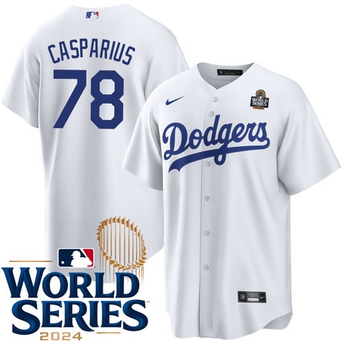Youth Ben Casparius Los Angeles Dodgers Nike Home White 2024 World Series Stitched Baseball Jersey