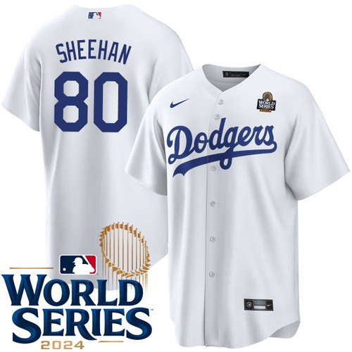 Youth Emmet Sheehan Los Angeles Dodgers Nike Home White 2024 World Series Stitched Baseball Jersey