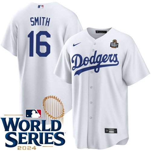 Youth Will Smith Los Angeles Dodgers Nike Home White 2024 World Series Stitched Baseball Jersey