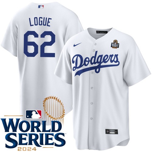 Youth Zach Logue Los Angeles Dodgers Nike Home White 2024 World Series Stitched Baseball Jersey