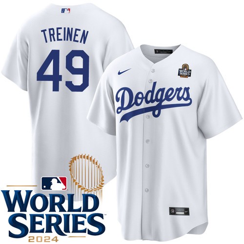 Youth Blake Treinen Los Angeles Dodgers Nike Home White 2024 World Series Stitched Baseball Jersey