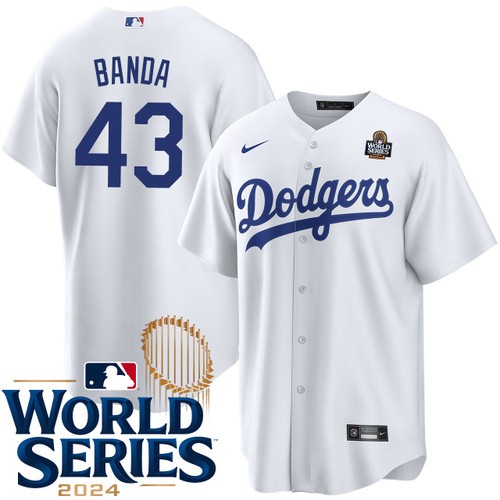 Youth Anthony Banda Los Angeles Dodgers Nike Home White 2024 World Series Stitched Baseball Jersey